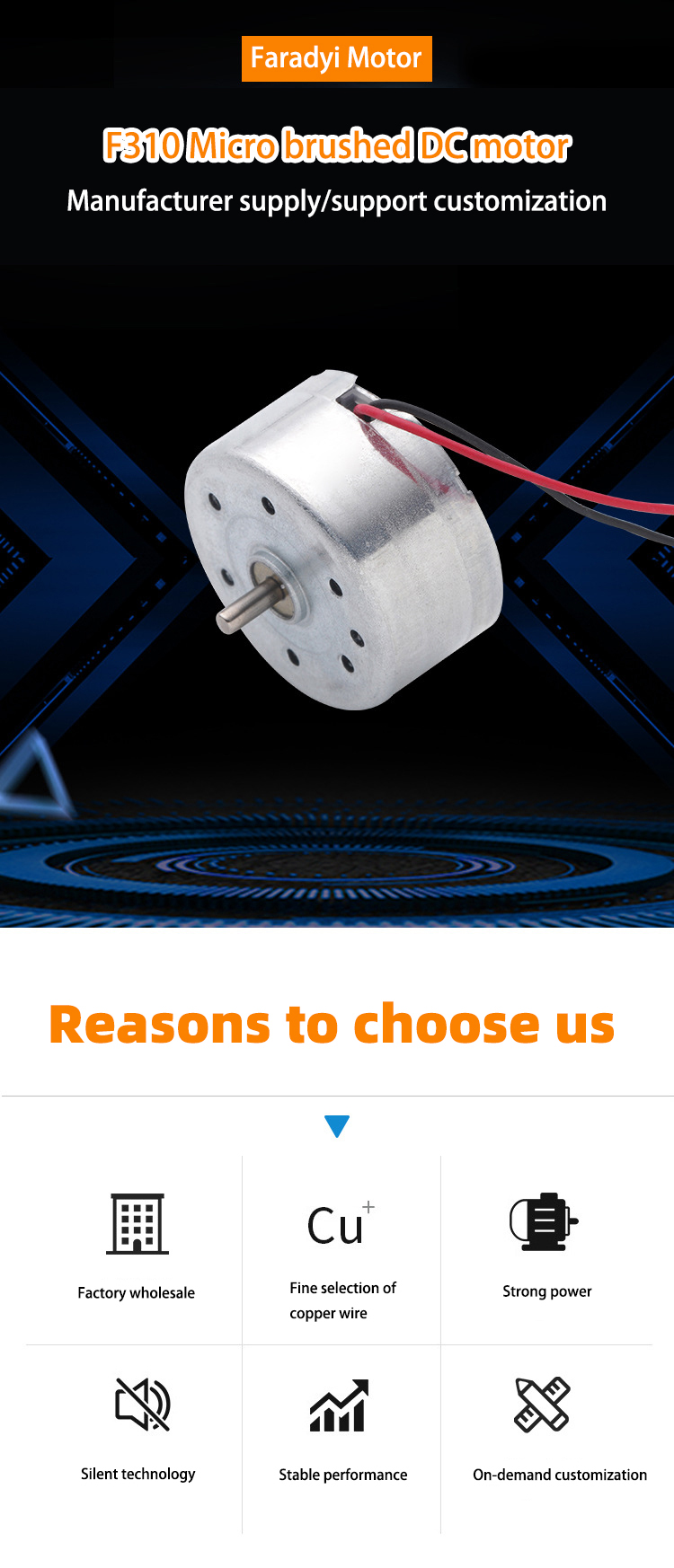 Faradyi Customized 3v 12v 5w 10w Micro Free Energy Generator Torque Hight Low Rpm Bldc Brushless Permanent Magnet Mini Dc Motor