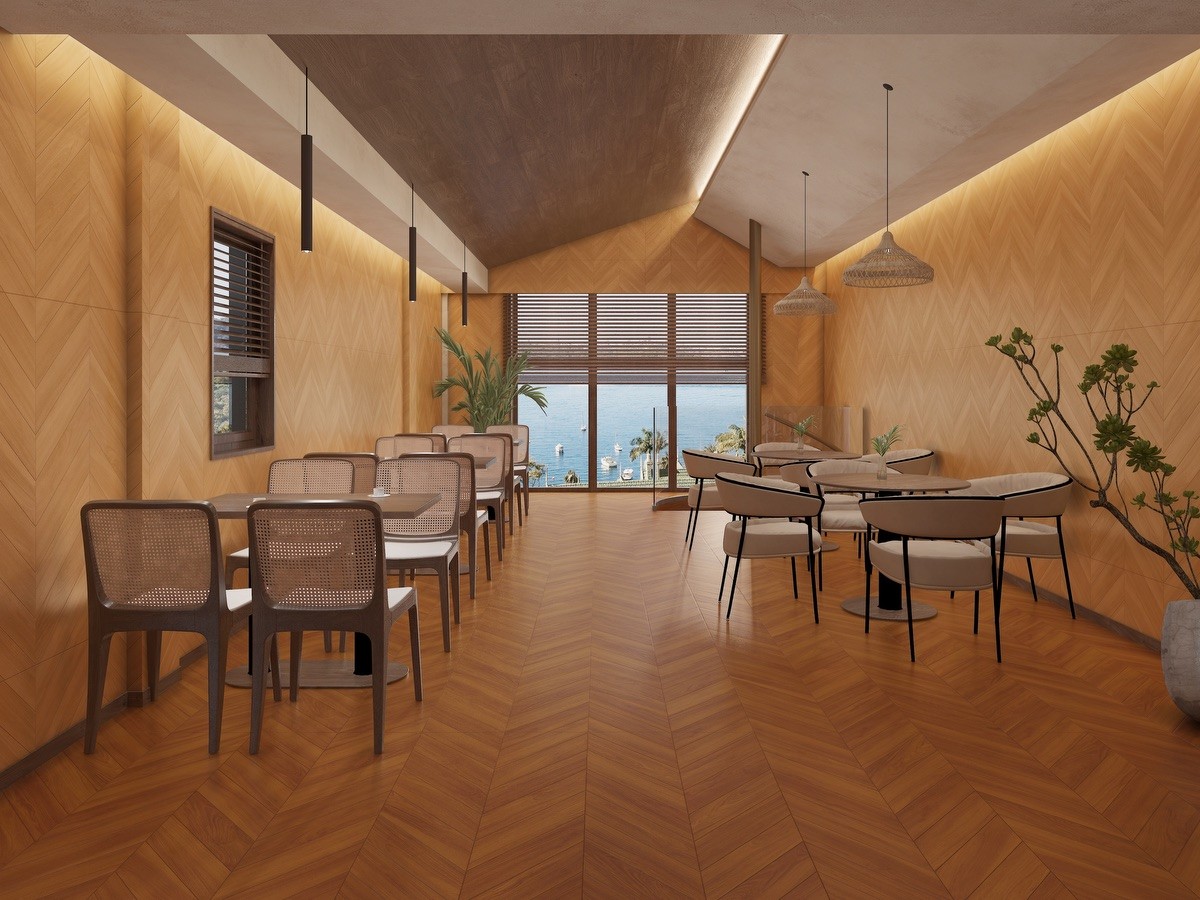 Fishbone Wear-Resistant 600x1200mm Brown And Yellow Wooden Porcelain Tiles For Bedroom