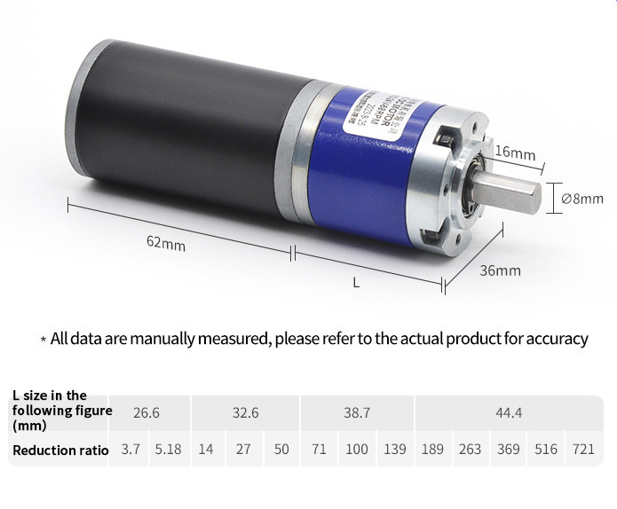 Steel Pipe Motor PG36-3662 12/24V 36mm 11-2162RPM Planetary Reduction Gear Motor