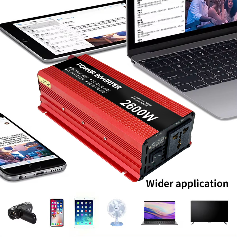 110V/220V/230V Output Voltage LED Display 800W 1000W 1300W 12V 24V DC to AC Pure Sine Wave Car Power Inverter