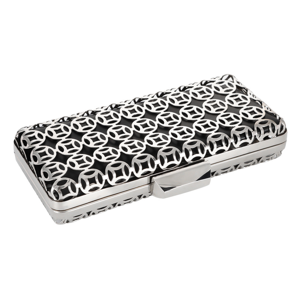 Ancient Coin Pattern Silver Hollow Out Clutch Frame For Handbag