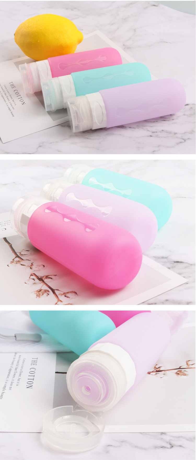 Refillable Leak Proof Silicone Travel Bottles For Shampoo Conditioner