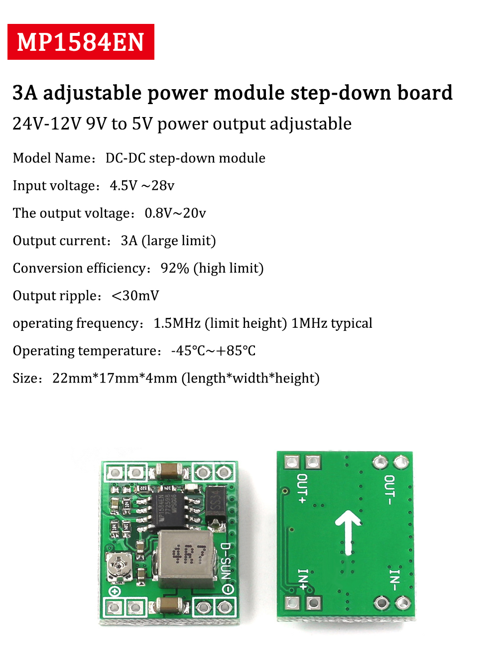 Customized Support MP1584EN 3A Adjustable Buck Inverter Converter for Replace MP1584
