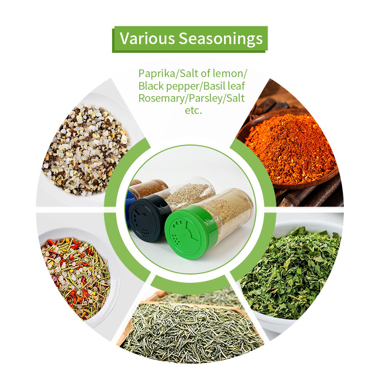 Transparent PET Plastic Kitchen Powder Spice Seasoning Shaker Container Jar