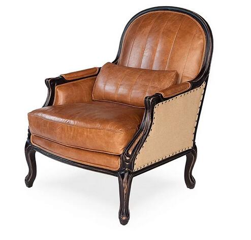 NEW French style leather cover furniture living room upholstered Accent Chair