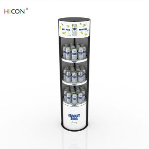 3-Tiers White Graphics Beverage Kiosk Displays Shelf Design