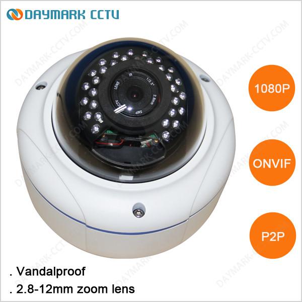 Vandalproof waterproof 2 megapixel 1080p ip camera dome