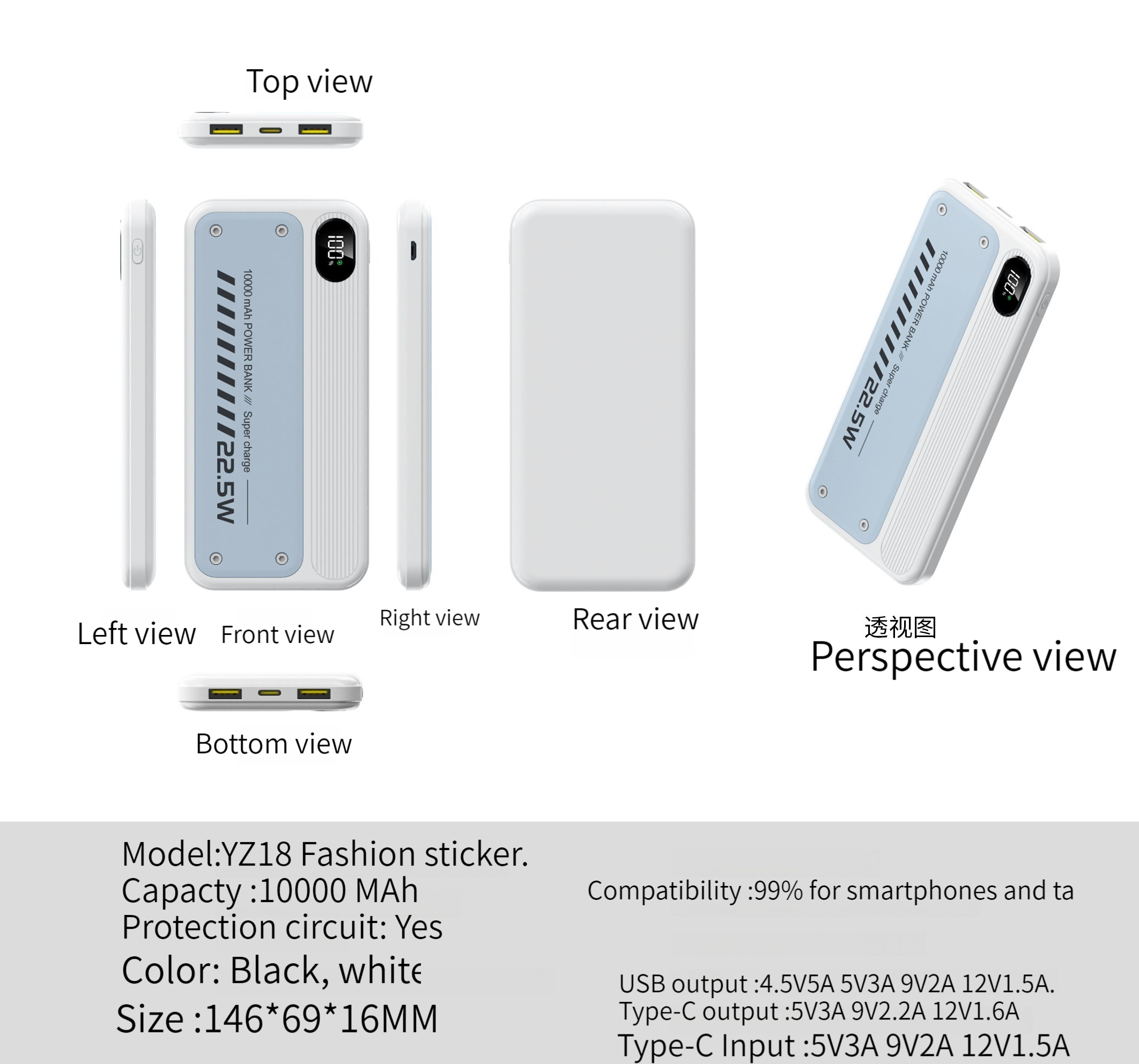 Emergency Protection Smart Tablet and Smartphone Power Bank with Quick Charge Support