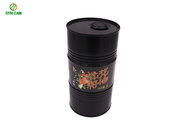 Olive Oil Tin Cans 0.19mm Tinplate CMYK 4C Round Metal Cans for 1L Safflower Oil Tin Jars