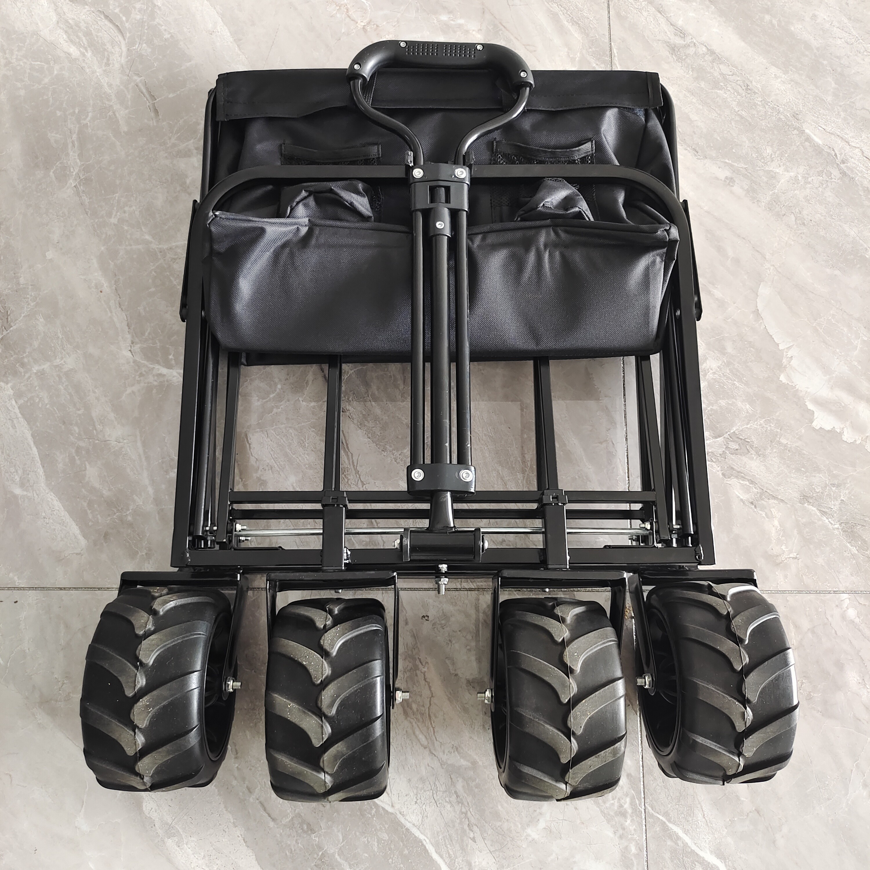 Outdoor Camping Collapsible Wagon Cart Four Wide Wheels Steel Body Structure