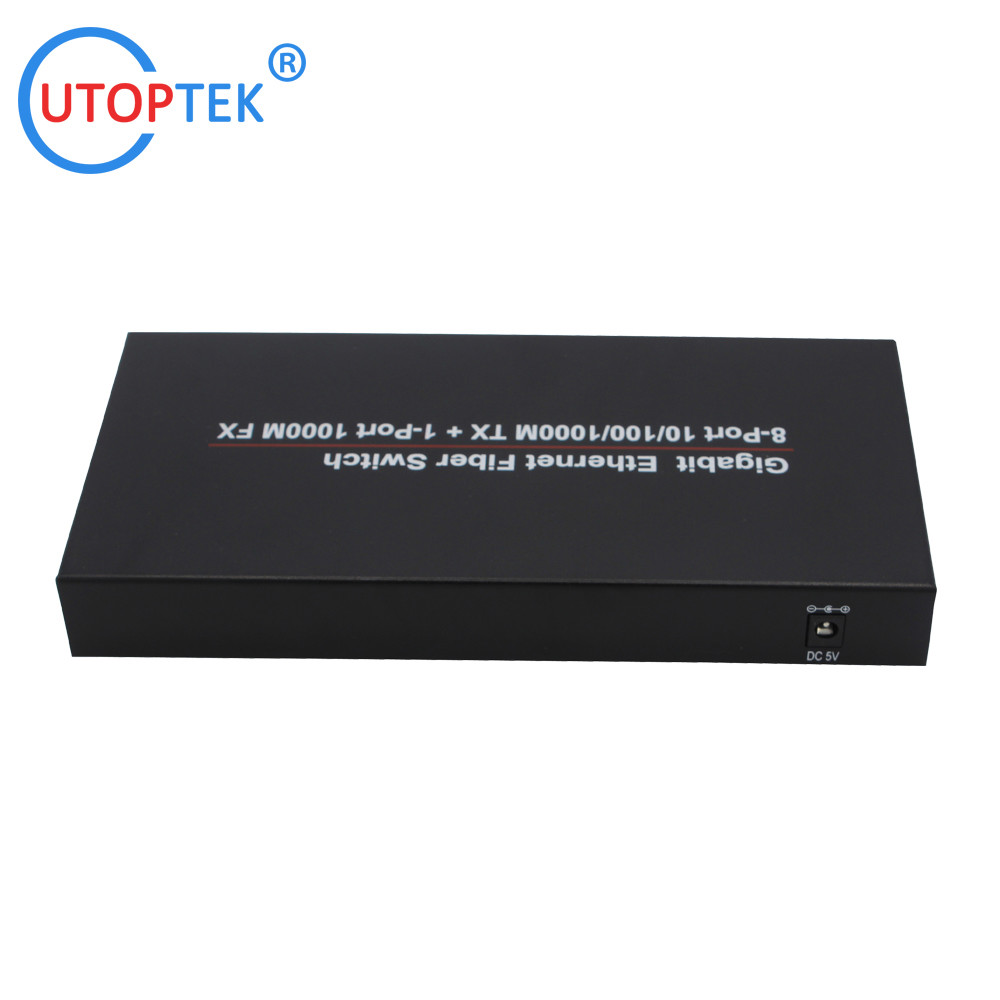 10/100/1000Mbps 8port RJ45+1port SFP/SC fiber ethernet media converter switch normal switch