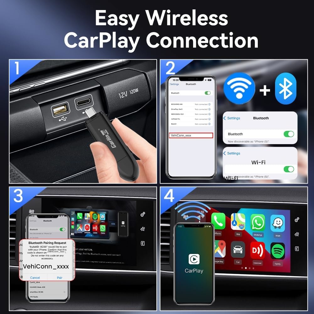 Wired To Wireless Adapter Carplay and Android Auto Mini SE Pro Compatible With IOS 10 & Android 10