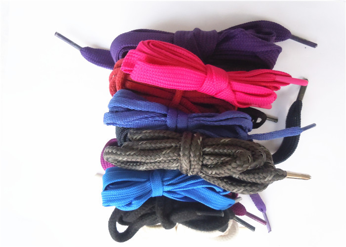 Long Polyester Colored Elastic Shoe Laces , Waxed Shoe Laces Flat