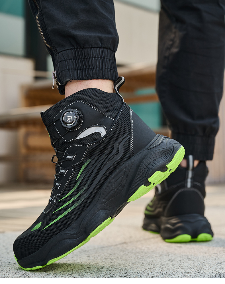 Black / Gray Fly Weave Safety Boots With Kevlar Midsole And Air Cushion Sole For Comfortable Work