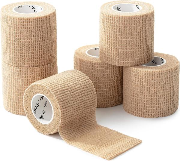 Self Adhesive Bandage Wrap, 6 Pack, Skin Colored, 2“ x 5 Yards, Cohesive
