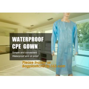 China Disposable CPE plastic gown/Plastic coat Elastic cuff/Thumb Cuff,disposable hospital CPE isolation gown /protection gown on sale