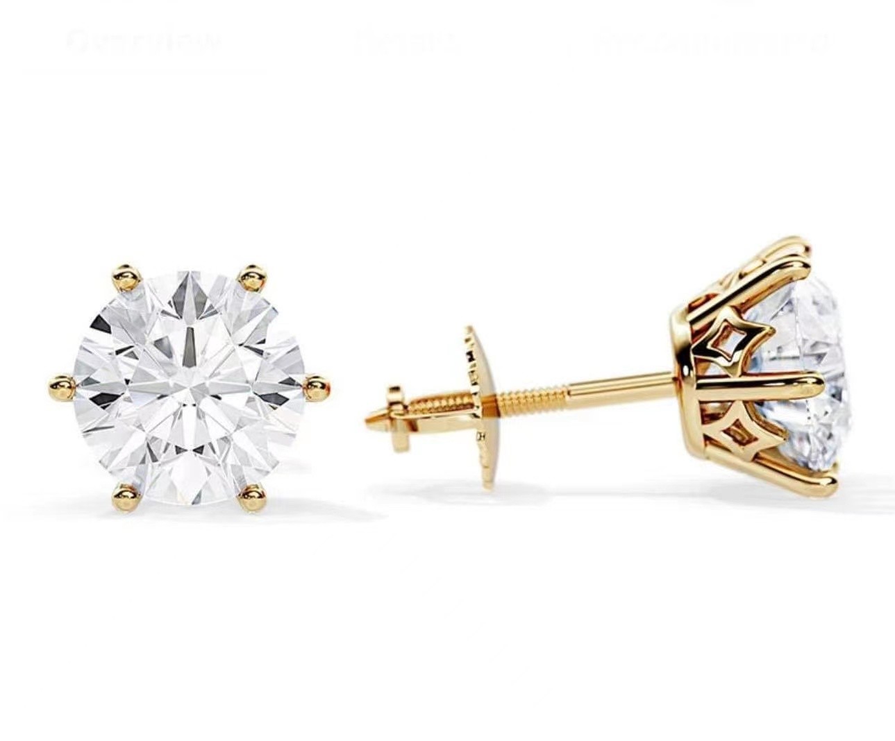 IGI Certified Artificial Diamond Stud Earrings Round Brilliant Cut Loose Lab Made Diamonds