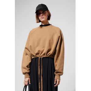 Simple Design Inner Blanket Cropped Drawstring Sweatshirt