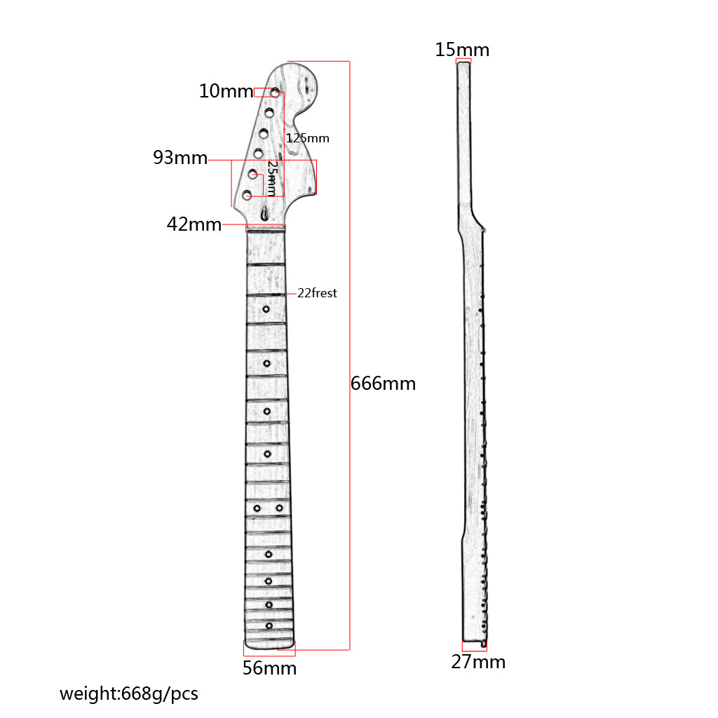 Electric Guitar Neck 22 Frets Maple Neck Fingerboard For ST Guitar Right Hand Adjustable truss rod