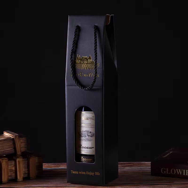 Folders Red Wine Box With Handle , Paperboard Food Packaging Box