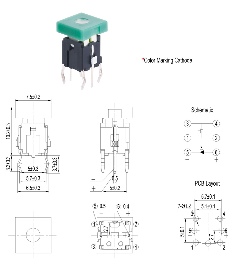 Illumination Tactile Switch, RGB 6*6 Multiple Color Led Button Switch ,Lighted Tact Switch,mini Illuminated Tact Switch