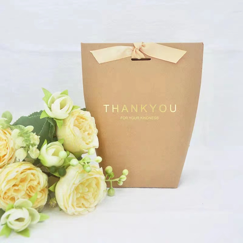 cardboard Thank You Paper Bags Gravure printing For Small Business