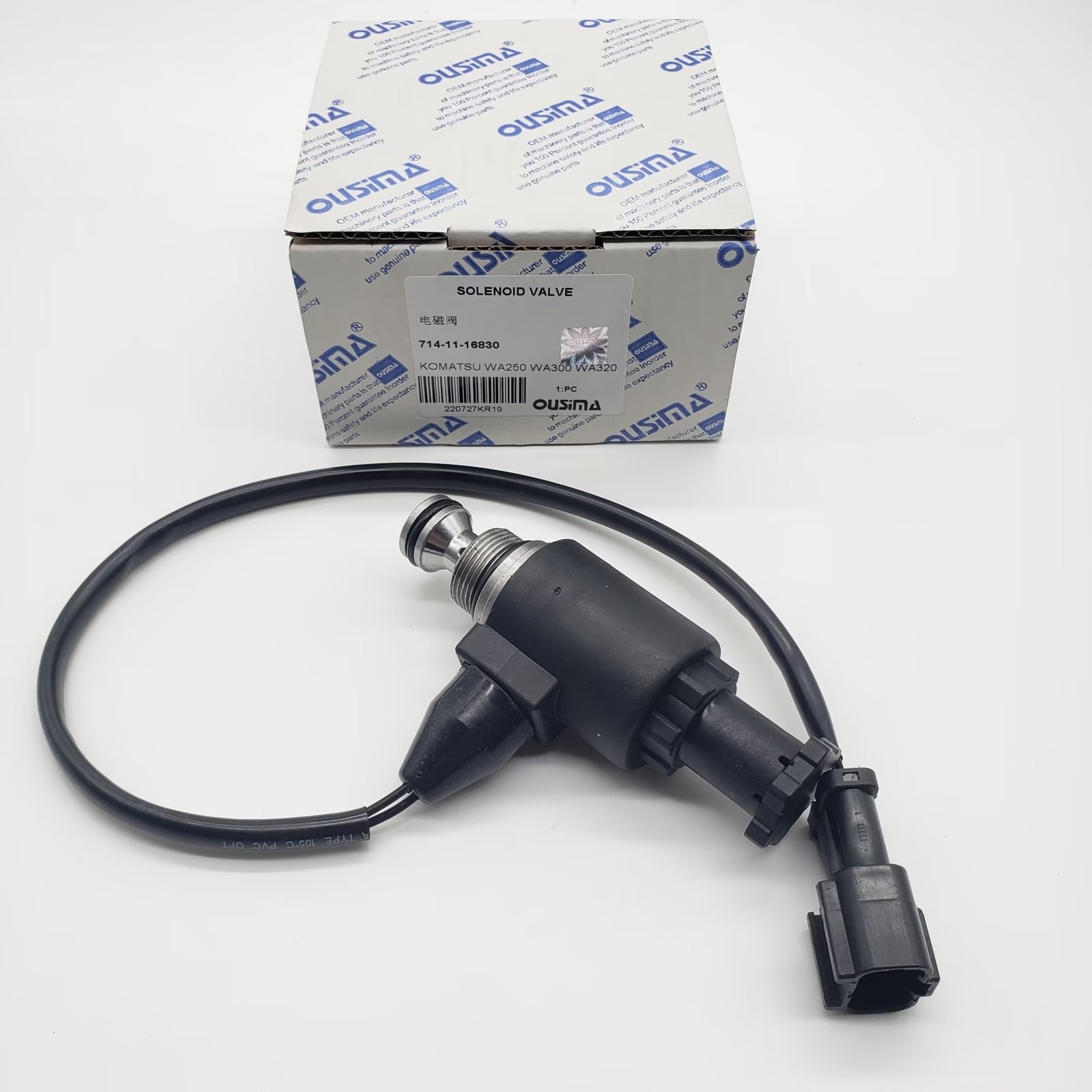 714-11-16830 Solenoid Valve For Komatsu Wheel Loader WA100-3 WA120-3 WA150-3 WA200-3 WA250-3 WA300L-3