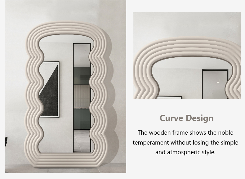 White Wavy Full Length Mirror 71x32 Arched Mirror For Bedroom And Living Room