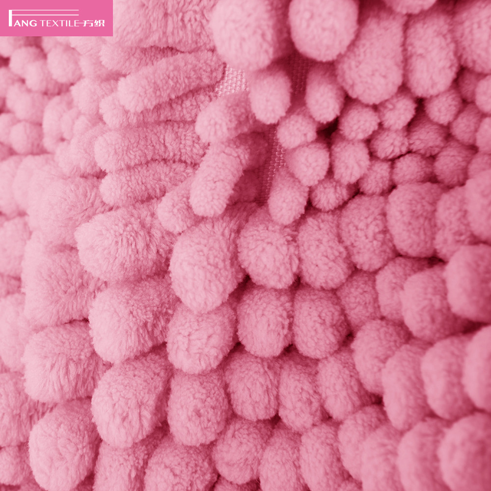 BSCI Pink Fluffy Microfiber Toilet Chenille Bath Mat Home Decorative