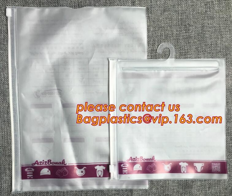 hanger bag with zip lock on the top,Frosted Zip lockk bag EVA PVC hanger bag for clothes, EVA frost drawstring bag, Froste