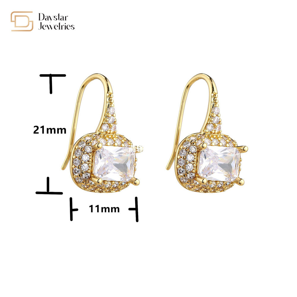 Geometric Cubic Zirconia Ear Buckle 18k Gold Plated Diamond Earrings Women Jewelry