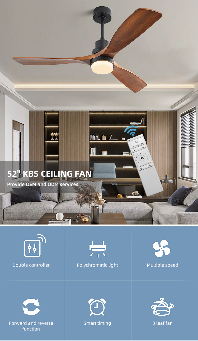 4100K 3 Blade Wood Ceiling Fan Light