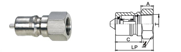 Stainless Steel Hydraulic Quick Connect Couplings Female Thread KZF ISO7241-B