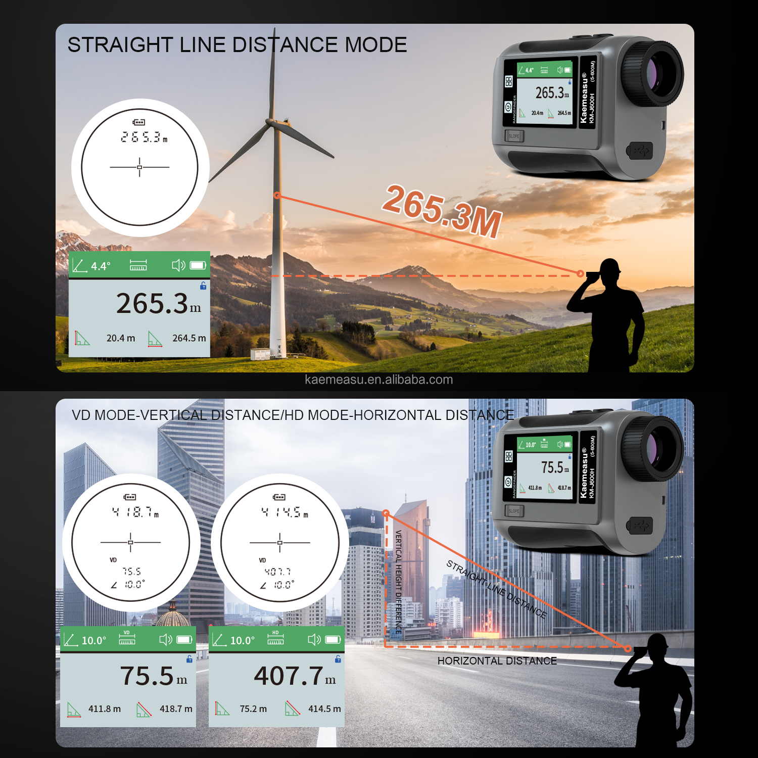 J LCD Screen Golf Sport Laser Rangefinder Optical Instruments Hunting Diastimeter Intelligent Golf Telescope