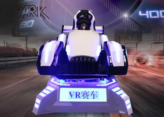 Four Wheel Drive Electric Car 9d Vr Simulator Fiberglass Material White Color