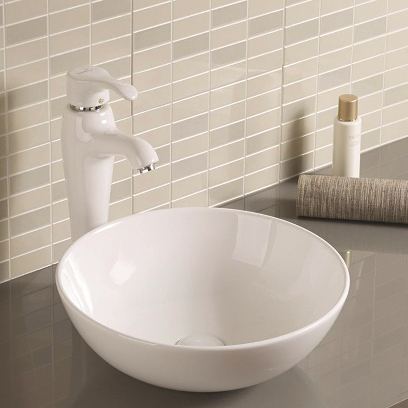 Non-Porous Counter Top Bathroom Sink Table High-Gloss Surface Wash Basin Round