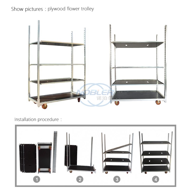 Greenhouse Dutch Danish Metal Trolley Cart For Flower Display Transport