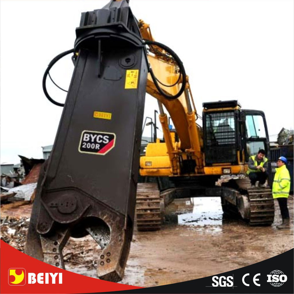 BEIYI BY-CS200RT hydraulic scrap shear for Excavator multifunctional steel cutter rotary type demolition shear
