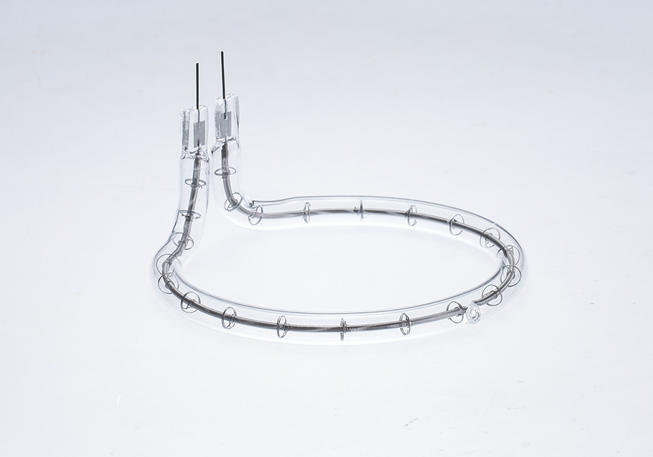 Round Right Angle Heater Halogen Tube 2100W Transparent IR diameter 161mm