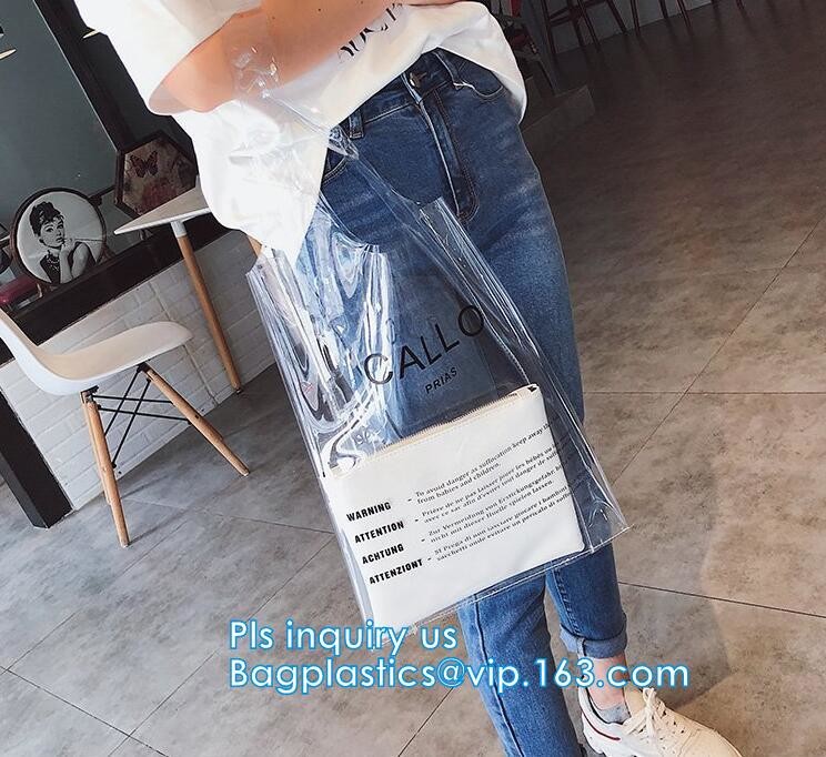 Custom Transparent Gift Pvc Tote Shopping Bag, reflective pvc shopping women's bag, shinny PVC harrods shopping bag, pac
