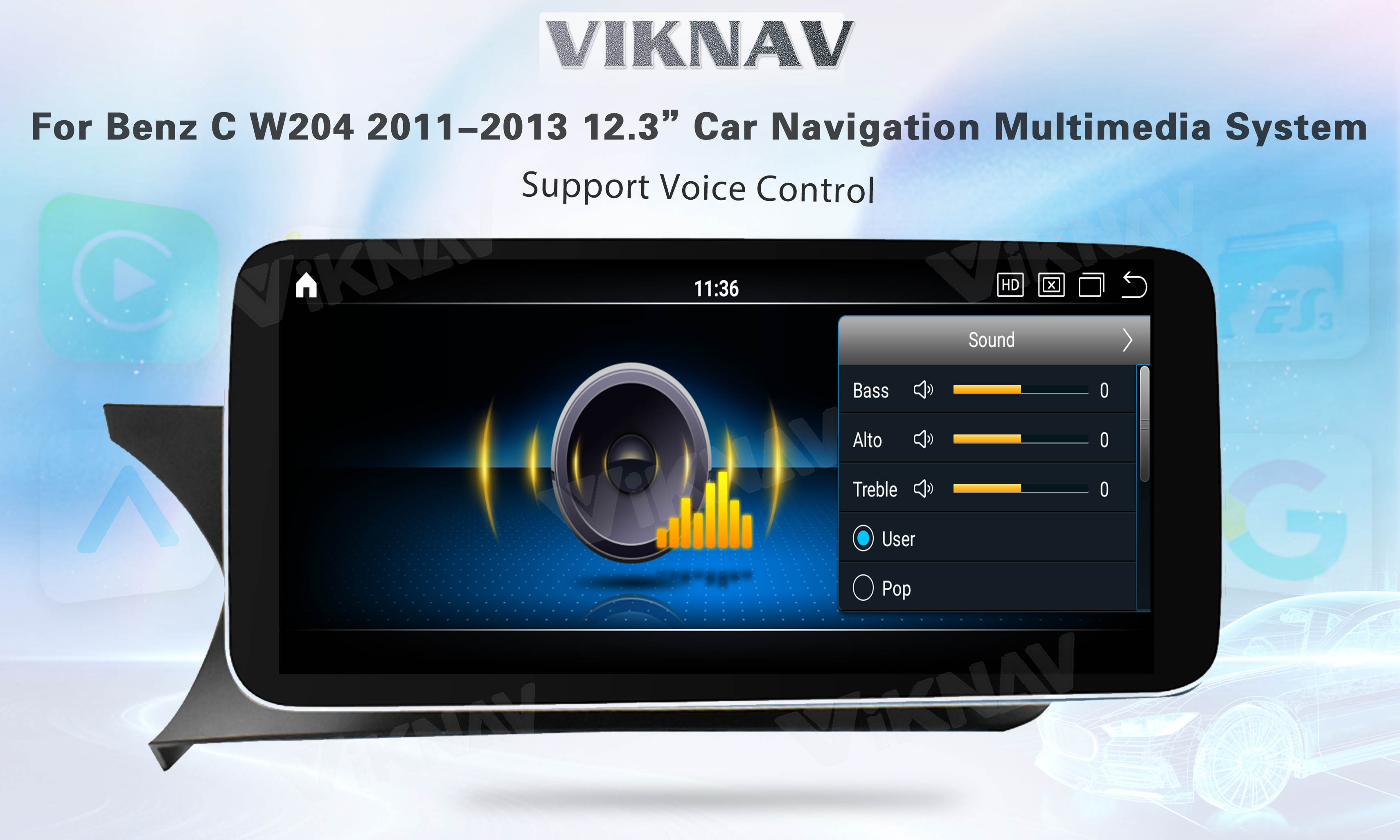 Viknav Android Car Radio For Mercedes Benz C Class W204 2011-2013 LHD RHD Car 12.3 Inch Player GPS Navigation Car NTG4.5