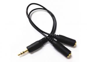 China Gold Plated Y Splitter Cable / Audio Video Cable Right Angle 3.5 Mm Diameter on sale