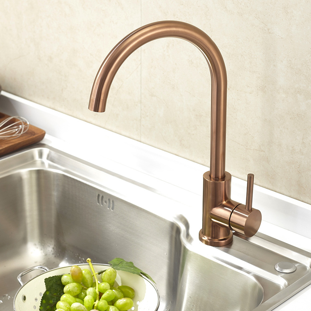 Steel 304/316 Material Kitchen Sink Tap Deck Mounted Mixer Single Handle 2ways Water Wash Faucet Copper Color