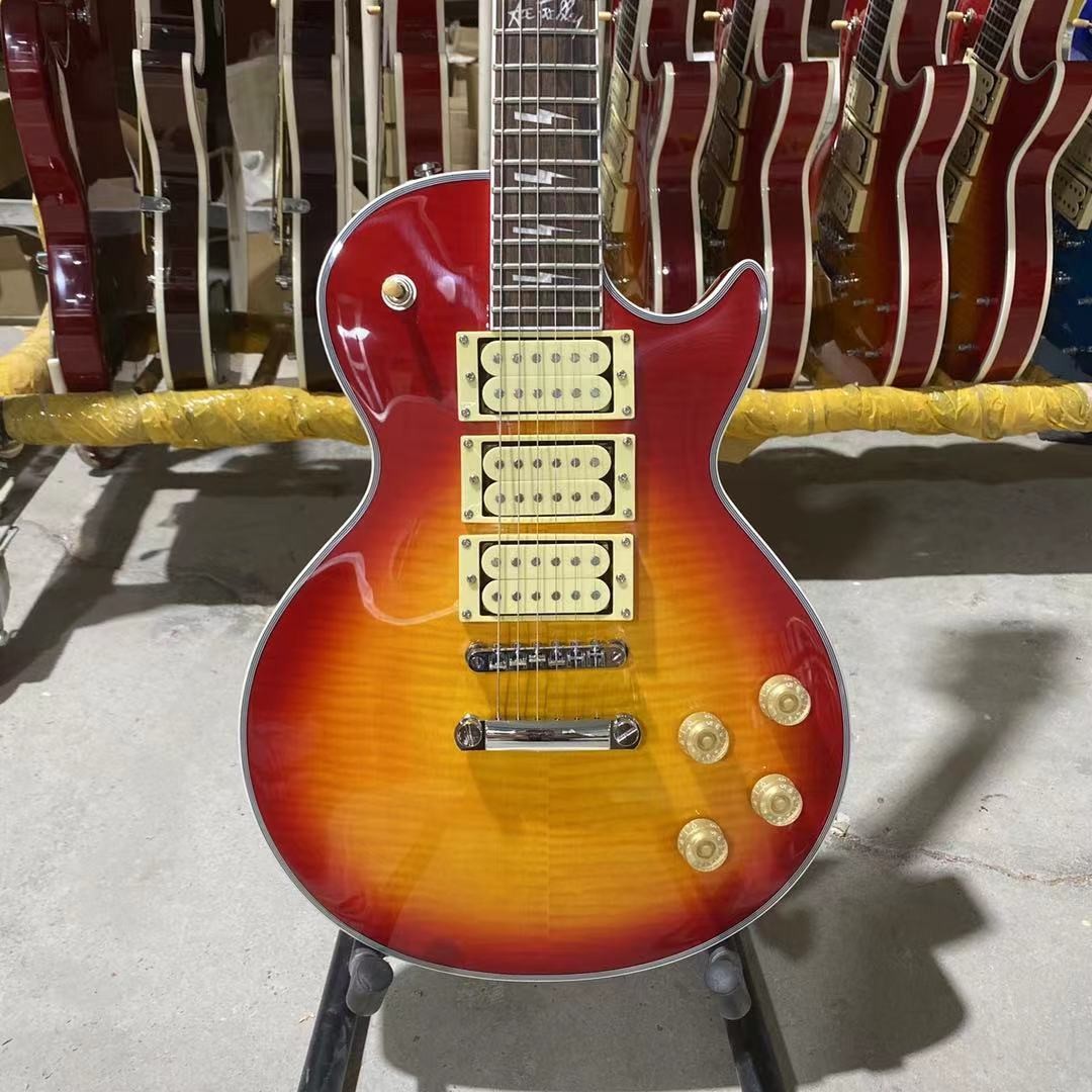 Custom Ace Frehley Cherryburst Color LP Electric Guitar with Hummbucker Pickups