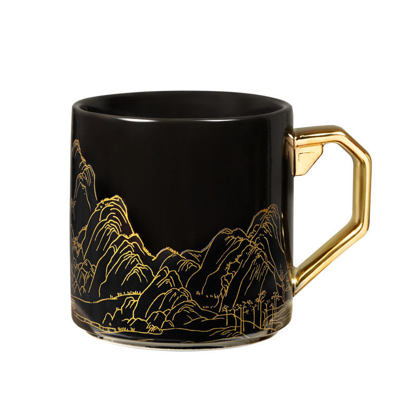 Exquisite Hand Painted Color Changing Glaze Ceramic Coffee Mug With 400ml Capacity For Gift Decoration