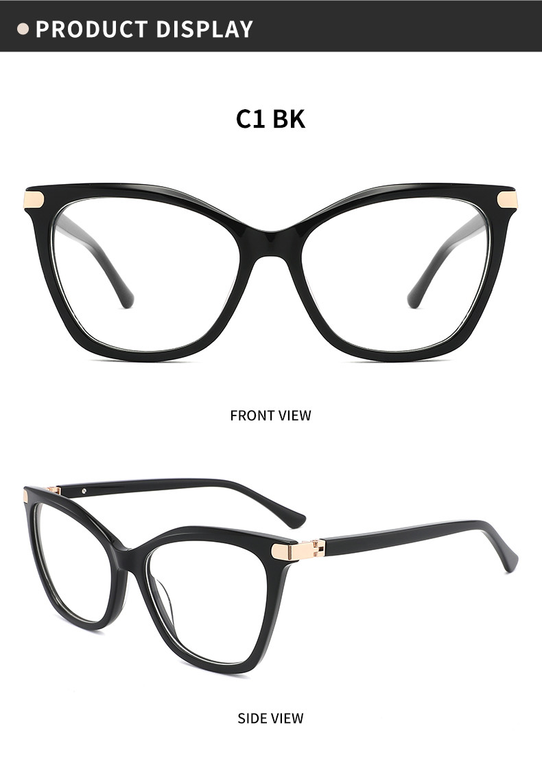 CatEye Shape Acetate Frame Glasses , 180 Degree Flexible Hinge Glasses