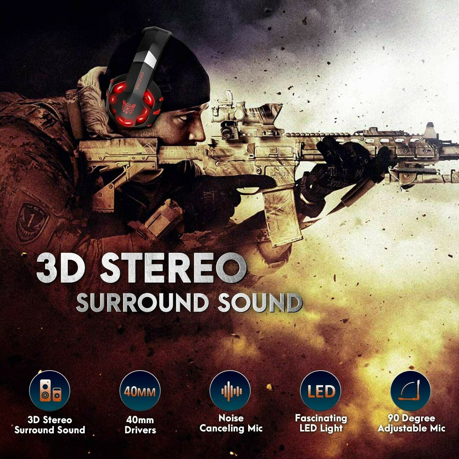 PS4 117dB Onikuma K2 Pro Stereo Gaming Headset