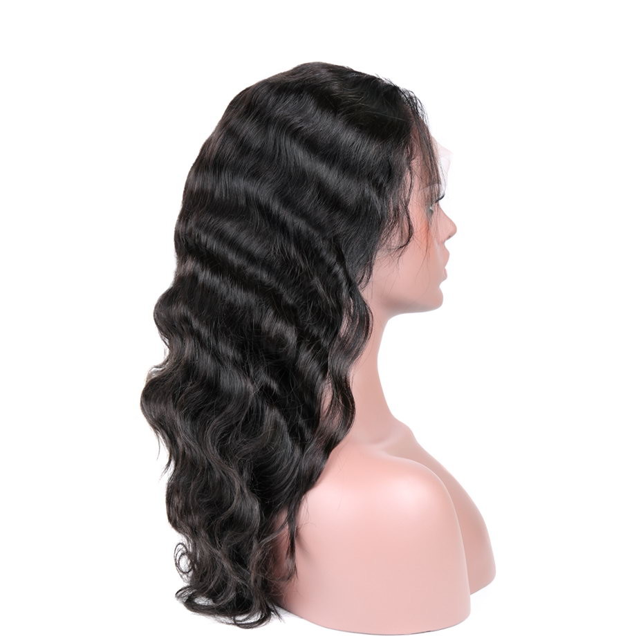 Body Wave 360 Lace Frontal Wig With Baby Hair Pre Plucked Remy Hair Natural Black For Women