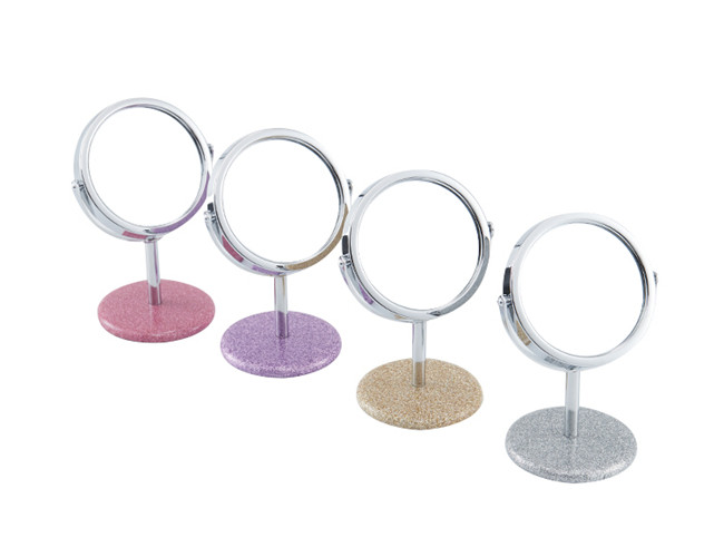 Imega Shining PU Circle Makeup Mirror Two Sided Cosmetic Cute Rotatable
