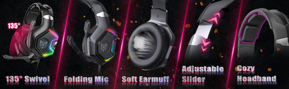 Omni Directional 2.2m Wire Rgb Gaming Headset 20000Hz Onikuma K10 Pro